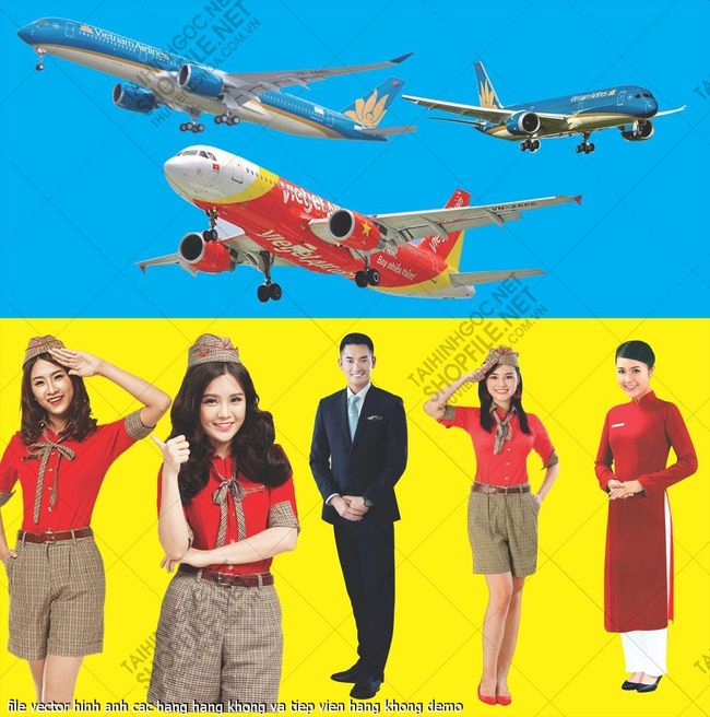 file vector hinh anh cac hang hang khong va tiep vien hang khong 